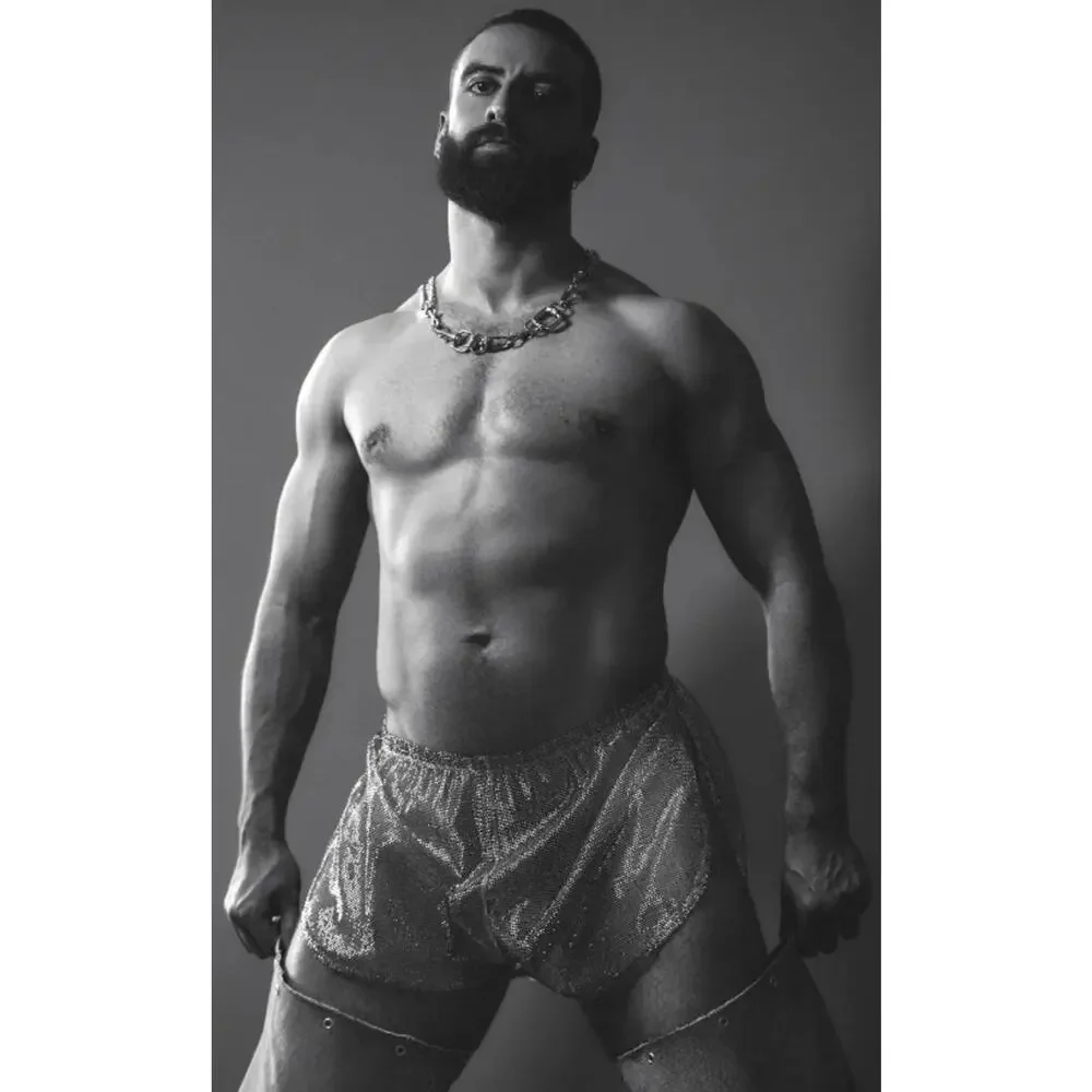 NEW Exterface x Stiaan Louw EX-SL Raw Steel Net Mesh Jogger Shorts Silver Large